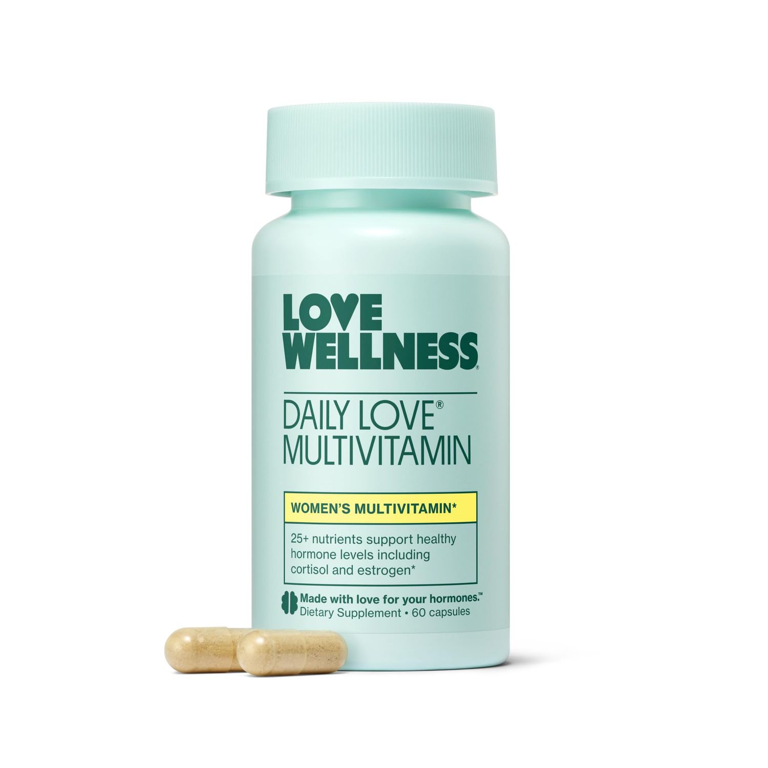 Love Wellness Daily Love Multivitamin for Women | Supports Energy, Cortisol, Immune Health, Stress Relief, &amp; PMS | Complete with Vitamin D, C, Iron, Calcium, Zinc, &amp; Biotin, Magnesium | 60 Count