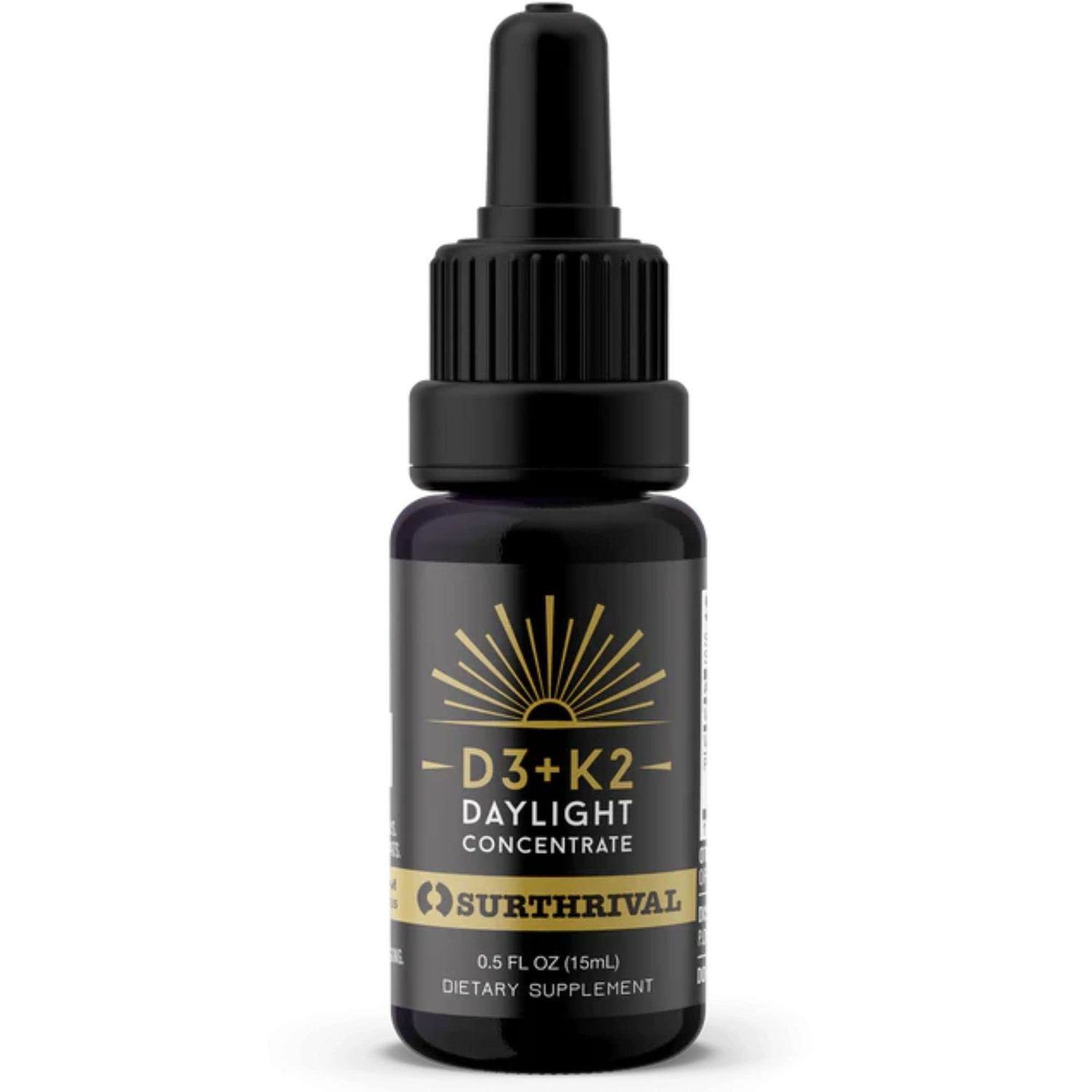 Surthrival: Vitamin D3+K2 Daylight Concentrate, AKA The Sunshine Vitamin, 0.5 oz, Approx. 270 Servings, Supports Immune, Cardiovascular &amp; Bone Health