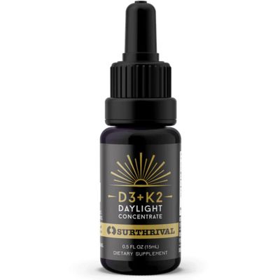 Surthrival: Vitamin D3+K2 Daylight Concentrate, AKA The Sunshine Vitamin, 0.5 oz, Approx. 270 Servings, Supports Immune, Cardiovascular &amp; Bone Health