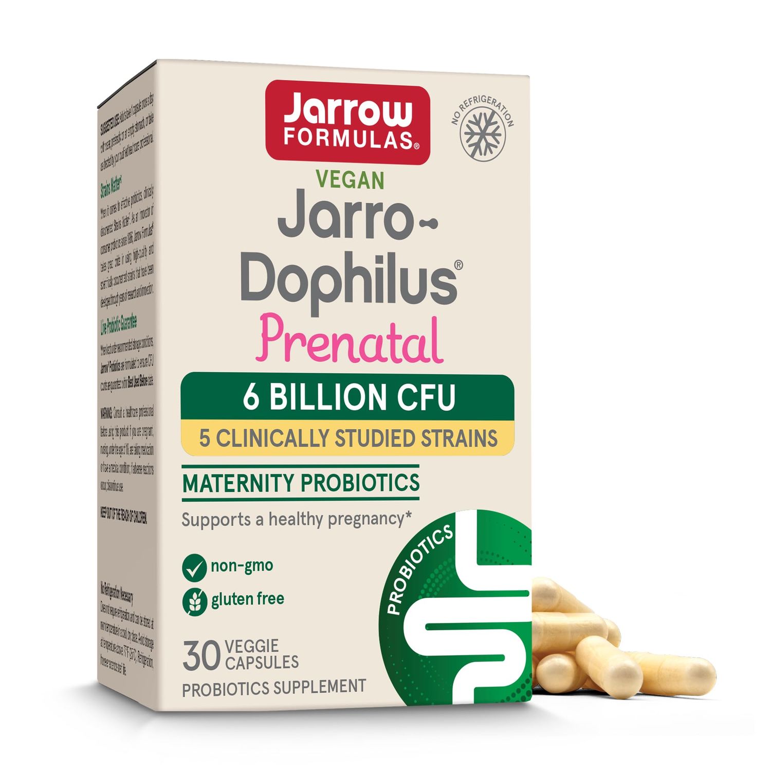 Jarrow Formulas Jarro-Dophilus Prenatal Probiotics For Women, 6 Billion CFU, Supports a Healthy Pregnancy, 30 Veggie Capsules, 30 Day Supply