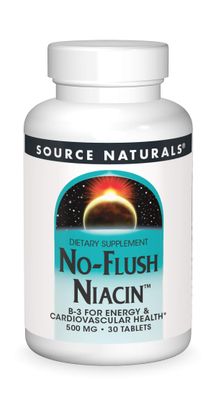 Source Naturals No-Flush Niacin, B-3 for Energy &amp; Cardiovascular Health* 500 mg - 30 Tablets