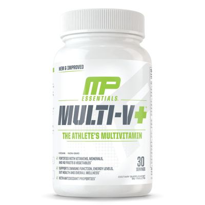 Muscle Pharm Essentials Multi-V+, The Athlete&#39;s Multi-Vitamin, Enhanced Energy, Performance &amp; Immune Health, Daily Multivitamin for Men &amp; Women with Minerals Plus Probiotics, 90 Tablets, 30 Servings