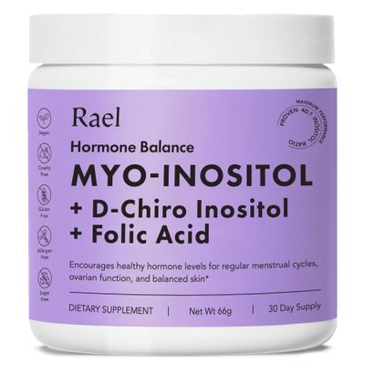 Rael Hormone Balance for Women, Myo Inositol Powder - Myo-Inositol &amp; D-Chiro Inositol Supplement, Menstrual &amp; Ovarian Function, Vitamin B8, 40:1 Ratio, Folic Acid, Vegan (30 Day Supply)