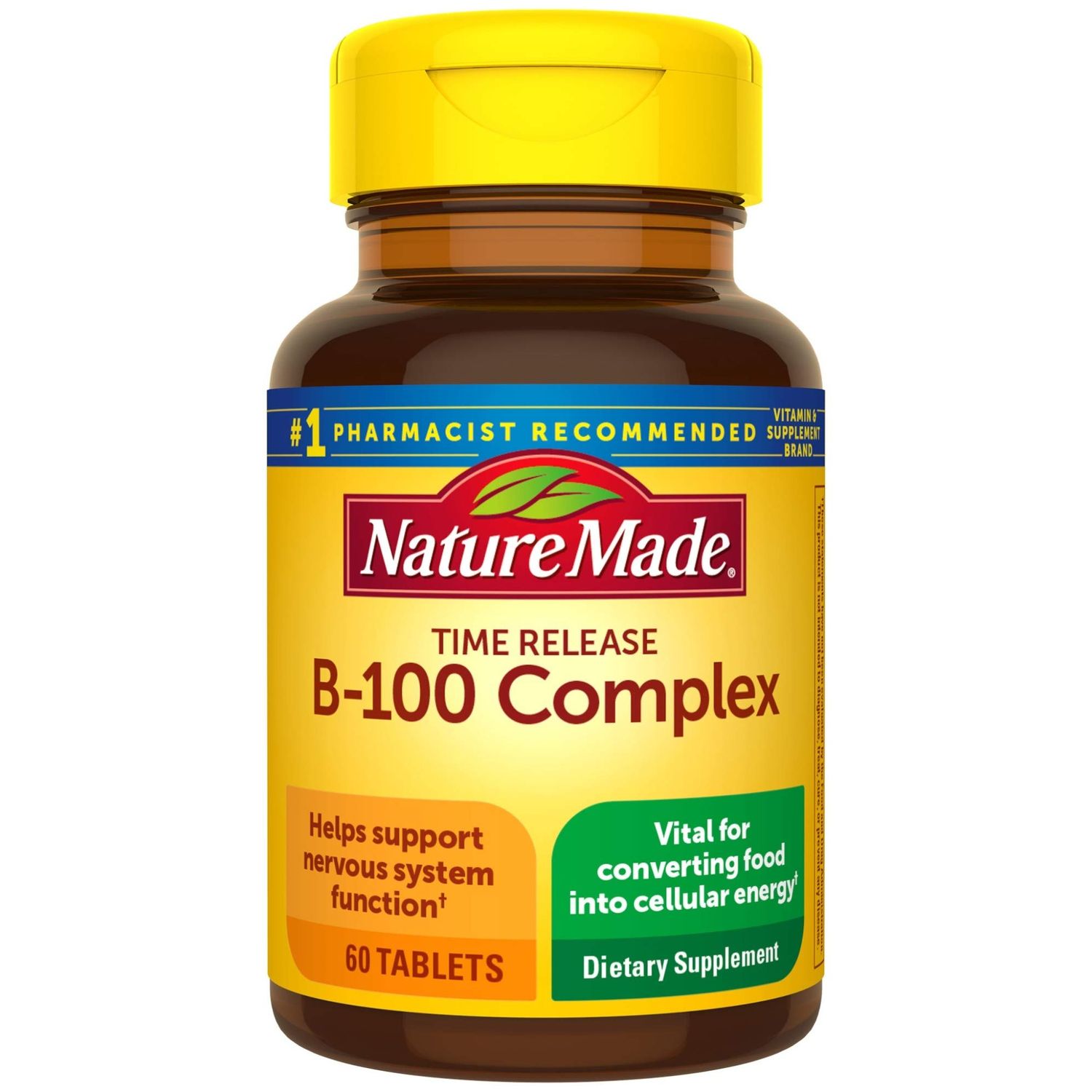 Nature Made B-100 Complex Time Release Tablets, 60 Count for Metabolic Health (Pack of 3)
