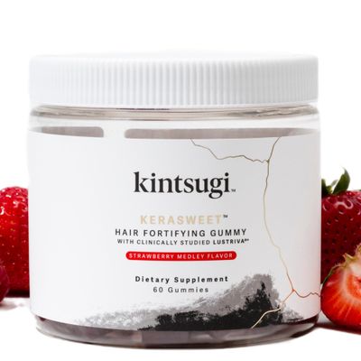 Kintsugi KeraSweet Hair Fortifying Gummy- Help Combat Signs of Aging Hair, Supplement for Strong, Voluminous Strands- Supports Healthy, Fuller Looking Hair w/ B12, Saw Palmetto, ACV (Strawberry, 60ct)