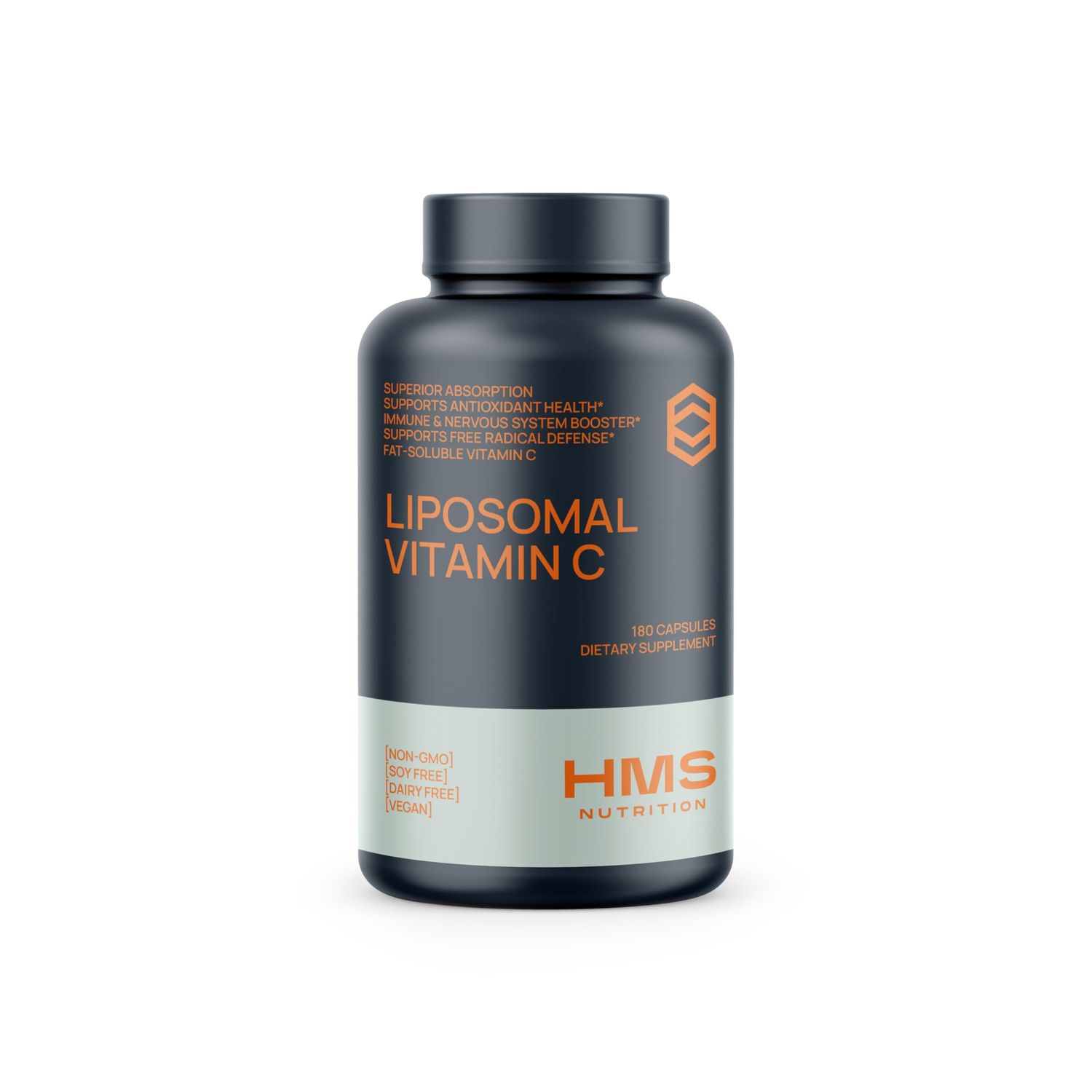 HMS Nutrition Premium 1600mg Liposomal Vitamin C - Fat Soluble - Non-GMO - Soy, Dairy, Gluten Free - 180 Capsules