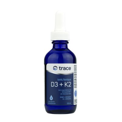 Trace Minerals | Liquid Ionic Vitamin D3 + K2 | 125 mcg (5,000 IU) D3, 100 mcg K2 | Concentrated Dietary Supplement | 2 fl oz. 296 Servings