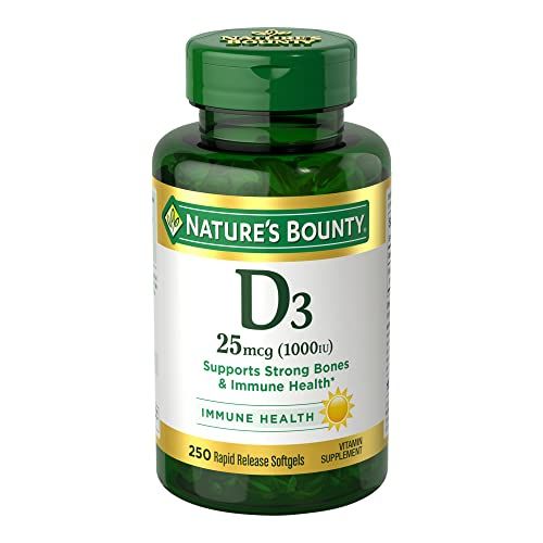 Nature&#39;s Bounty Vitamin D3 1000 IU, Immune Support, Helps Maintain Healthy Bones, 250 Rapid Release Softgels