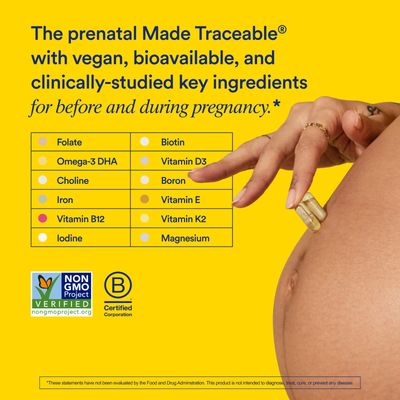 Ritual Essential for Women Prenatal Multivitamin: Folate &amp; Choline for Neural Tube Support, Omega-3 DHA for Fetal Brain Development, Iron, Calcium-Helper D3 &amp; K2, Non-GMO, Vegan, Mint, 30 Days
