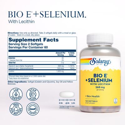 Solaray Bio E with Selenium Supplement, 400iu, 120 Count