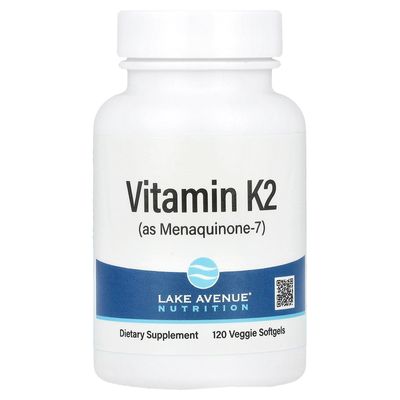 Lake Avenue Vitamin K2 (as Menaquinone-7), 50 mcg, 120 Veggie Softgels, Nutrition
