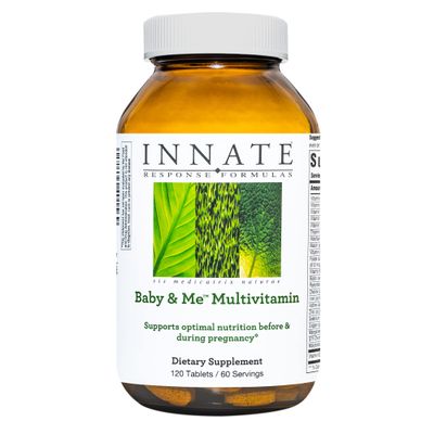 INNATE Response Formulas Baby &amp; Me Multivitamin - Prenatal and Postnatal Vitamin with Folate, Choline, and Vitamins B12 and D3 - Vegetarian, Non-GMO, and Gluten-Free - 120 Tablets (60 Servings)
