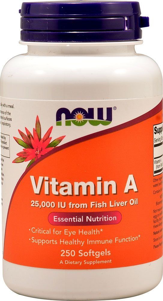 Now Foods, Vitamin A, 25,000 IU, 250 Softgels (Pack of 3)