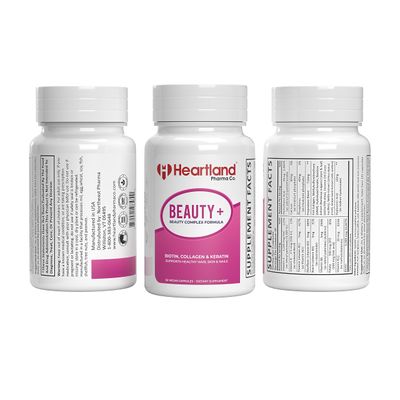 Beauty+ Complex Formula Capsules | Biotin, Collagen &amp; Keratin | Supports Healthy Hair, Skin, &amp; Nails Dietary Supplement | 60 Count