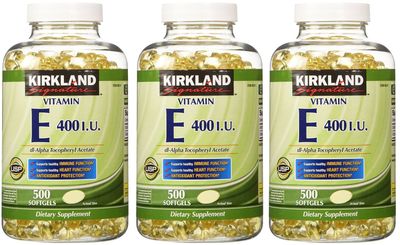 Kirkland Signature, Vitamin E 400 IU 500 Softgels fvKDn (Pack of 3)