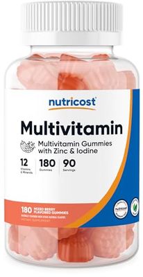 Nutricost Multivitamin Gummies 180 Gummies (Mixed Berry Flavored Gummies) - 90 Serv, Gluten Free, Non-GMO, and Vegetarian Friendly