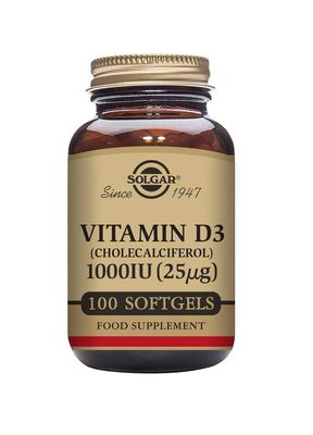 Solgar Vitamin D3 (Cholecalciferol) 25 mcg (1000 IU), 100 Softgels - Helps Maintain Healthy Bones &amp; Teeth - Immune System Support - Non-GMO, Gluten Free, Dairy Free - 100 Servings