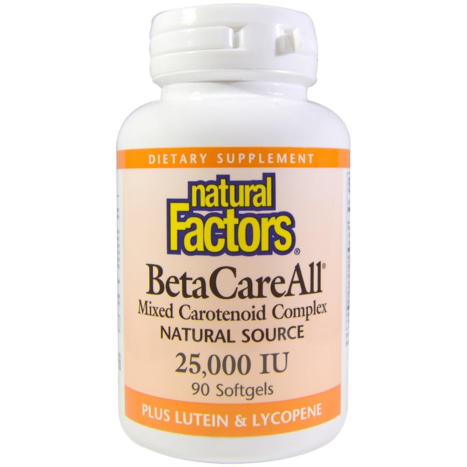 Natural Factors BetaCareAll 25,000 IU, Vitamin A for Healthy Skin, Vision and Immune Function, 90 Softgels