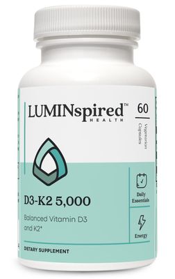 Vitamin D3 K2 5000 IU - High Potency Supplement for Bone Health, Immune Support &amp; Heart Health - 60 Vegan Capsules, Non-GMO, Gluten-Free