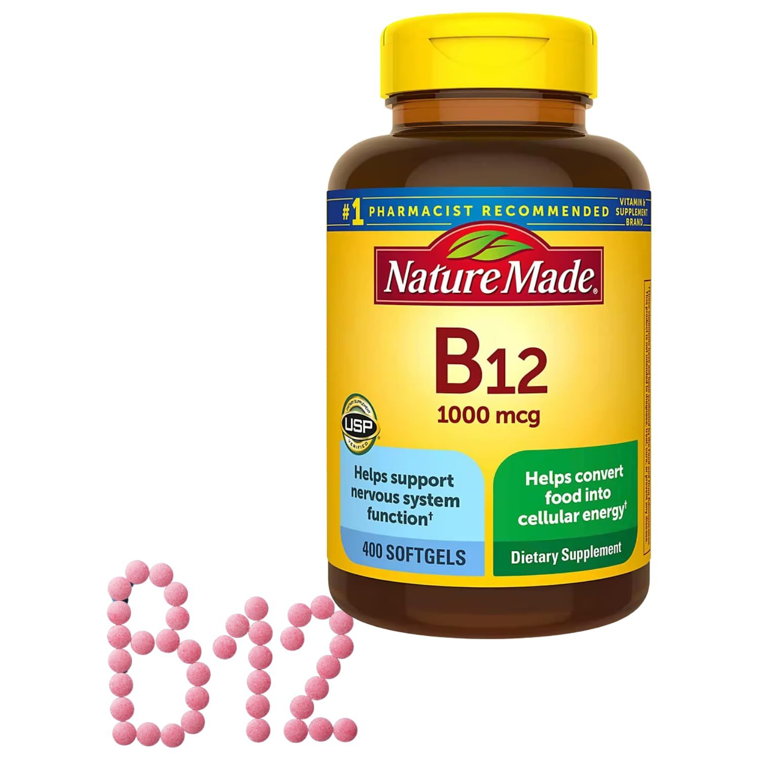 Nature Made Vitamin B 12 1000 mcg, Dietary Supplement for Energy Metabolism Support, 400 Softgels