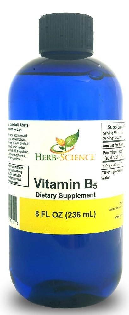 Herb-Science - Vitamin B5 Drops Pantothenic Acid, Alcohol-Free Liquid Extract, Helps Support Healthy Hormones, Healthy Heart, Skin and Hair and Support Healthy Immune System - 8 Fl Oz.