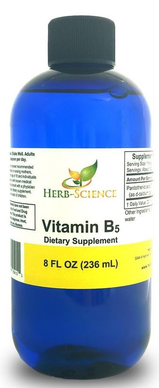 Herb-Science - Vitamin B5 Drops Pantothenic Acid, Alcohol-Free Liquid Extract, Helps Support Healthy Hormones, Healthy Heart, Skin and Hair and Support Healthy Immune System - 8 Fl Oz.