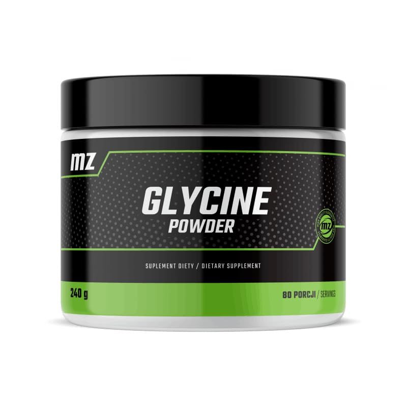 Glycine Powder 240g - 3000 mg of Glycine per Serving with Vitamin B6-80 Servings per Pack - Amino Acid Supplement for Evening Calm - Vegan and Without Additives - by MZ