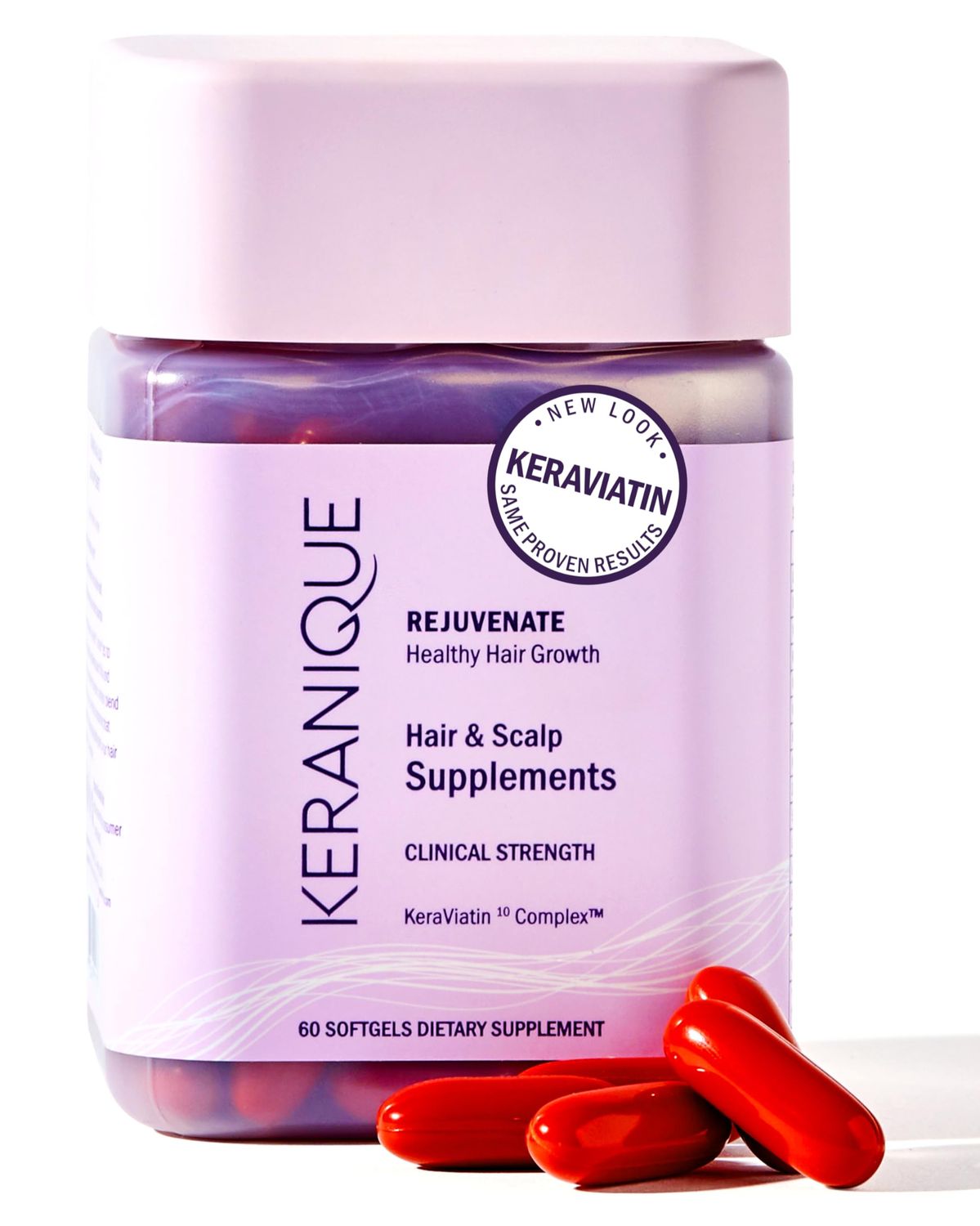 Keranique KeraViatin Hair &amp; Scalp Health Supplement, Clinical Strength, Biotin, Vitamin B, 120 Softgels-60 Count (Pack of 2)