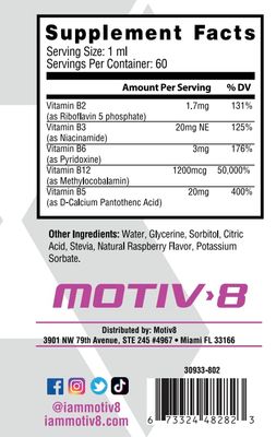 Motiv-8 Essentials Vitamin B-12 Drops, Sublingual, Easy to Take Liquid Supplement, Supports Eye Health, Brain Energy, Nervous System, Cognition & Memory (60 Servings, Raspberry)