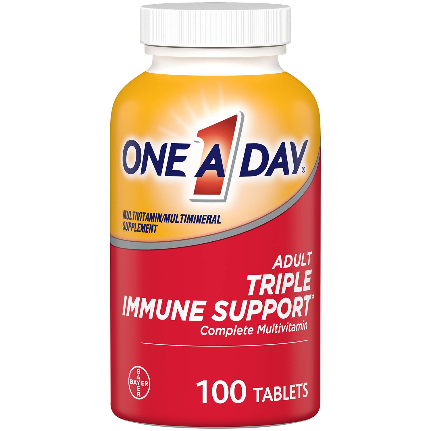 One A Day Adult Triple Immune Support* Complete Multivitamin, Supplement with Vitamins C, Vitamin D, &amp; Zinc, 100 Count