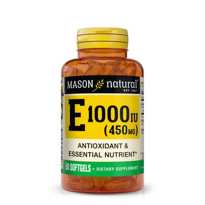 MASON NATURAL Vitamin E 450 mg (1,000 IU) - Antioxidant and Essential Nutrient, Healthy Immune System, Skin and Eyes, Whole Body Supplement, 50 Softgels