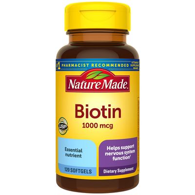 Nature Made Biotin 1000 mcg, Dietary Supplement Supports Healthy Hair &amp; Skin, 120 Softgels, 120 Day Supply