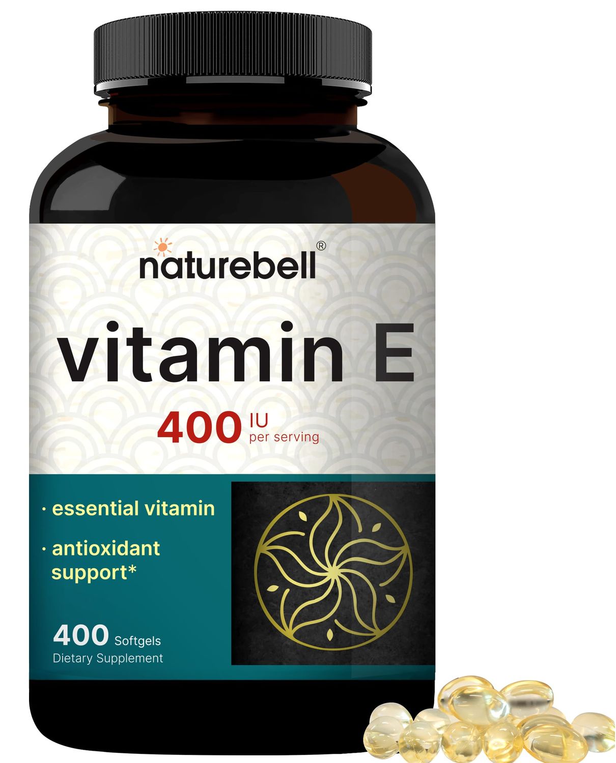 NatureBell Vitamin E Oil Softgels, 400iu Per Serving, 400 Pills | Essential Antioxidant Supplements, Easily Absorbed Form - Supports Skin, Heart, &amp; Immune Health - Non-GMO