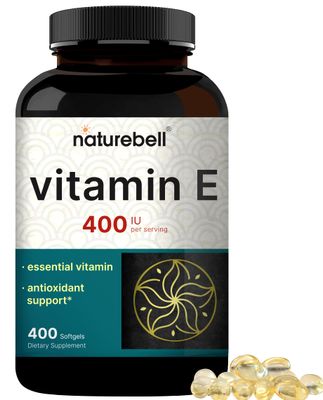 NatureBell Vitamin E Oil Softgels, 400iu Per Serving, 400 Pills | Essential Antioxidant Supplements, Easily Absorbed Form - Supports Skin, Heart, &amp; Immune Health - Non-GMO