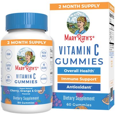 MaryRuth Organics Vegan Vitamin C Gummies | 2 Month Supply | Immune Support Supplement | Adults &amp; Kids Vitamin C | Chewable Vitamin C Gummy Vitamins | Non GMO | Pectin Based | 60 Count