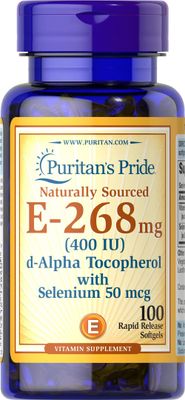 Puritan&#39;s Pride Vitamin E-with Selenium 400 IU Natural 100 RR Softgels