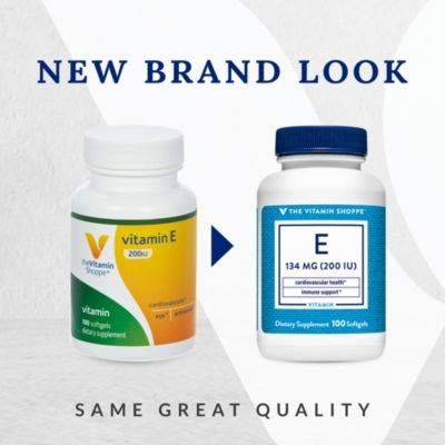 Vitamin E 200IU - Natural Source, Supports Healthy Cardiovascular System, Immune Health &amp; Eye Health - Once Daily (100 Softgels) by The Vitamin Shoppe