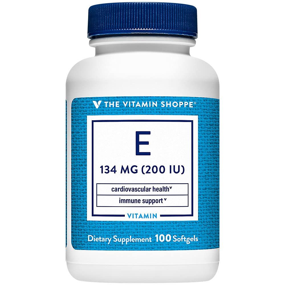 Vitamin E 200IU - Natural Source, Supports Healthy Cardiovascular System, Immune Health &amp; Eye Health - Once Daily (100 Softgels) by The Vitamin Shoppe