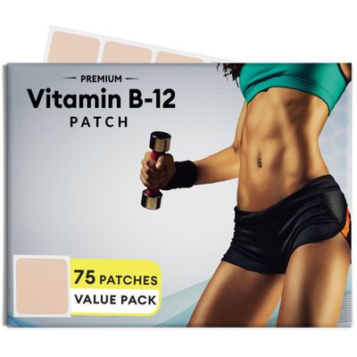 VitaPatch B12 Patch for Energy Plus - 75 Count Pack - B12 Patches - B12 with Methylcobalamin &amp; Guarana