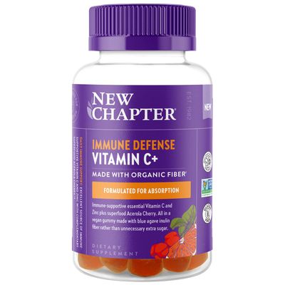New Chapter Vitamin C+ Gummies - 40% Less Sugar, Excellent Source of Vitamin C, Two Daily Gummies for Immune Support with Acerola Cherry, Vegan, Non-GMO, Gluten Free, Citrus Flavored, 60ct