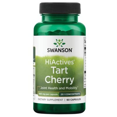 Swanson HiActives Tart Cherry - Natural Supplement Supporting Joint Health, Mobility &amp; Flexibility - Helps Strengthen Collagen Structures &amp; Connective Tissue - (60 Capsules, 465mg Each)