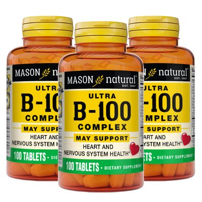 MASON NATURAL Ultra B-100 Complex, 300-day Supply, for Normal Immune Support and Energy Metabolism, 3 Pack