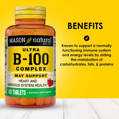 MASON NATURAL Ultra B-100 Complex, 300-day Supply, for Normal Immune Support and Energy Metabolism, 3 Pack