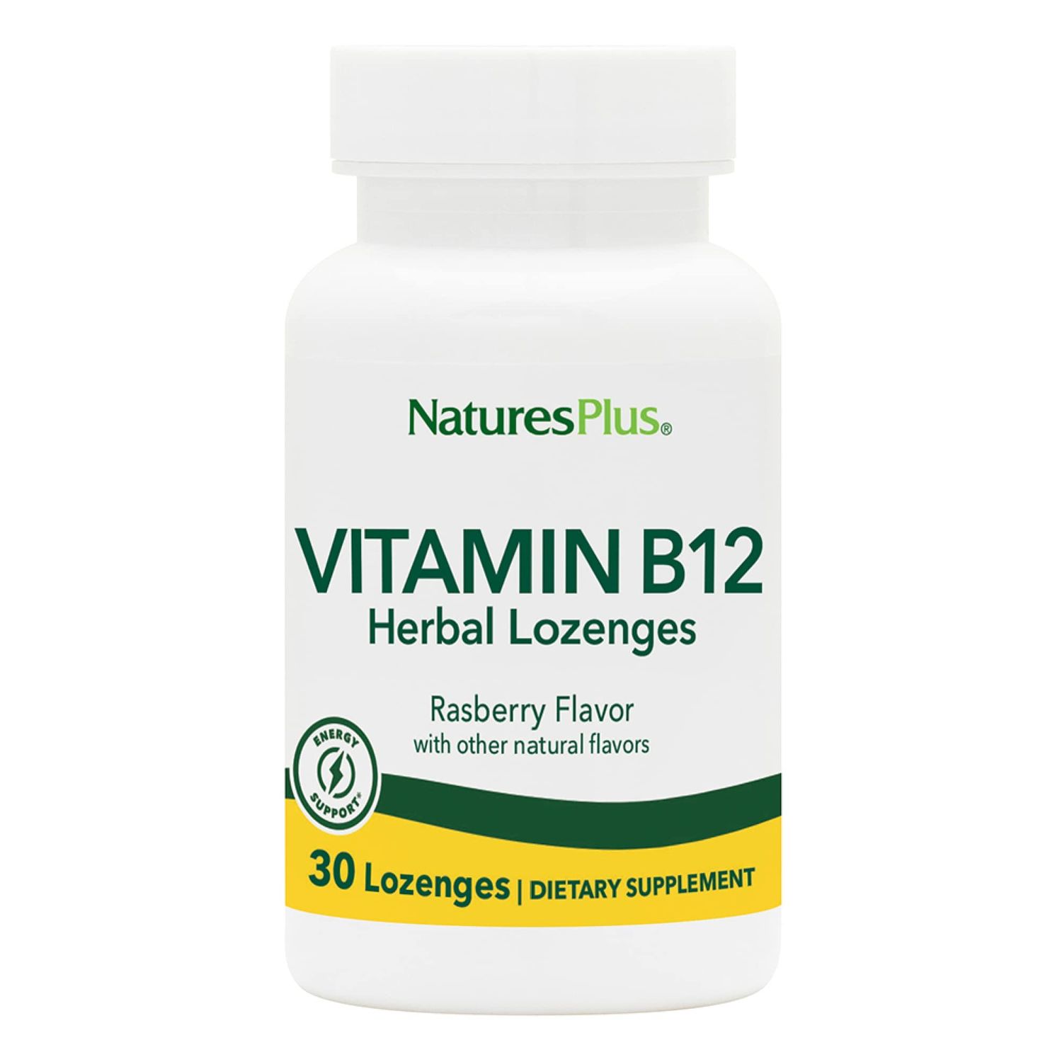 Natures Plus B12 Herbal Lozenges (Methylcobalamin) - 1000 mcg, 30 Sublingual Lozenges - Raspberry - Maximum Absorption Red Blood Cell Support - Energy Booster - Vegetarian, Gluten-Free - 30 Servings