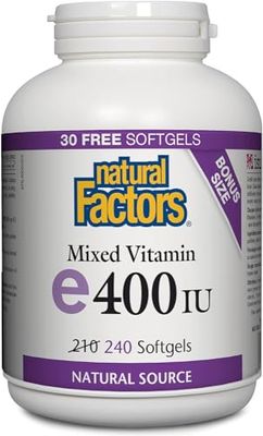Natural Factors, Mixed Vitamin E 400 IU, Antioxidant Support for Cardiovascular and General Health, 240 softgels (240 servings)