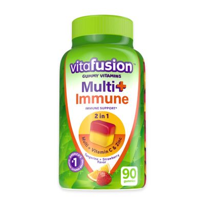 Vitafusion Multi+ Immune Support* - 2-in-1 Benefits &amp; Flavors - Adult Gummy Vitamins with Vitamin C, Zinc, Daily Multivitamins, 90 Count