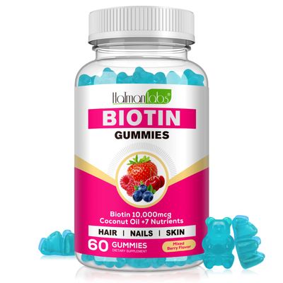 ONE1X Biotin Hair Growth Supplement 10,000 mcg-Chewable Biotin Gummies for Skin, Hair &amp; Nails-Hair Vitamins for Growth and Hair Loss with Coconut Oil, Vitamin B6, C, &amp; E