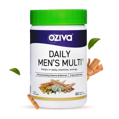 OZIVA Daily Mens Multivitamins Tablets | Multivitamins for Mens Daily Stamina, Improved Energy &amp; Better Immunity | with Daily 23 Minerals, Ashwagandha, Akarkara &amp; Choline, 60 Capsules