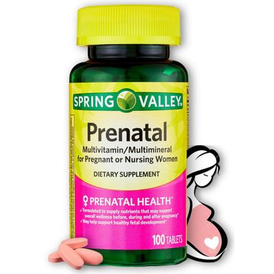 Spring Valley Prenatal Vitamins- Multivitamin Multimineral for Pregnant and Nursing Women Supplement Tablets 100 Ct, Boxed by Fusion Shop Store