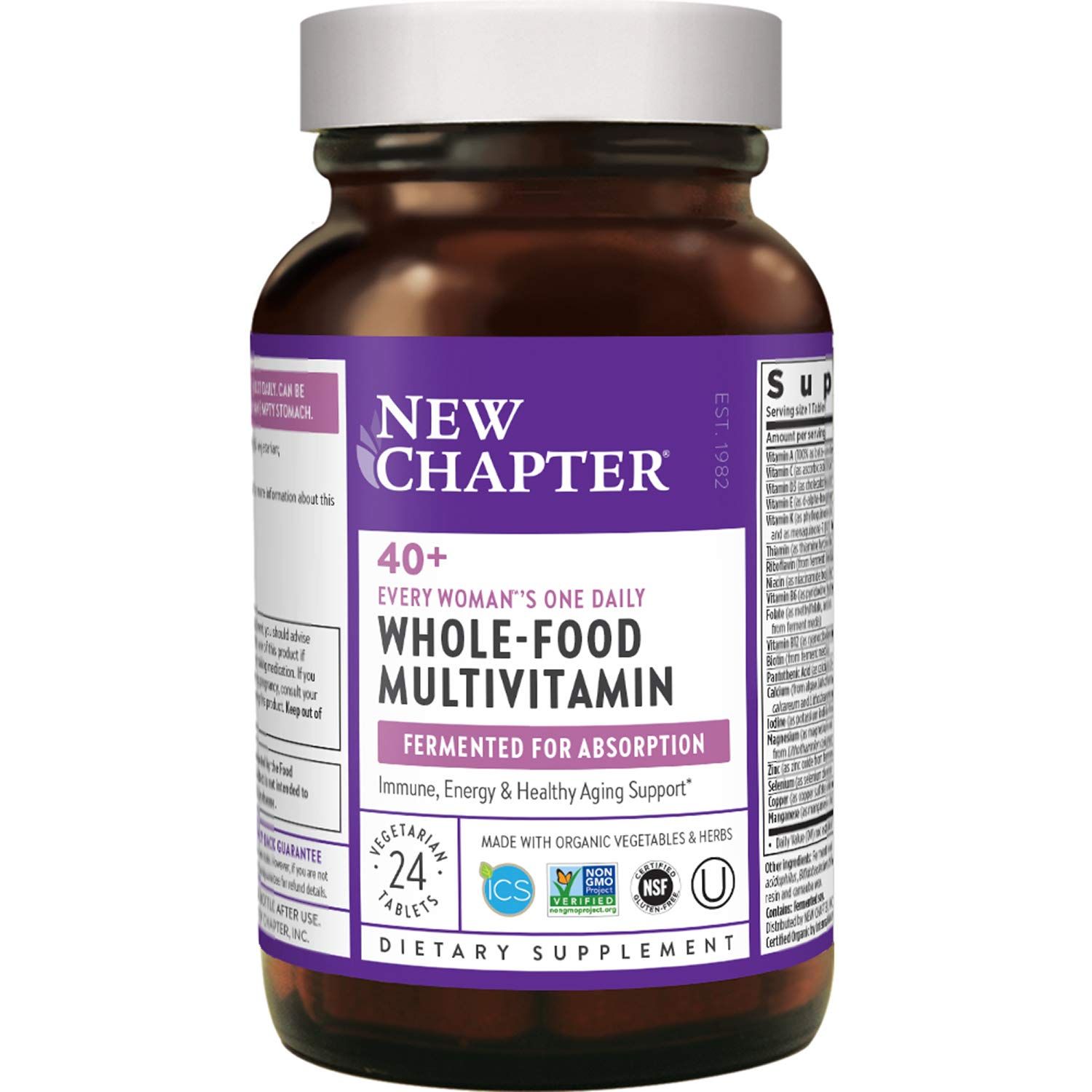 New Chapter Women&#39;s Multivitamin, Every Woman&#39;s One Daily 40+, Fermented with Probiotics + Vitamin D3 + B Vitamins + Organic Non-GMO Ingredients - 24 Count